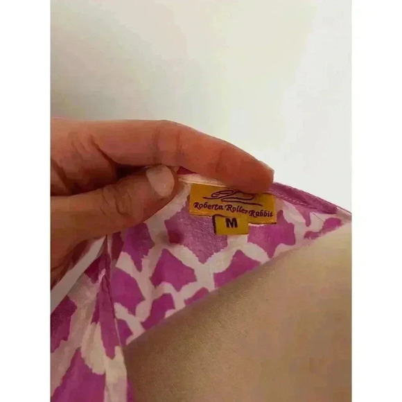 Roberta Roller Rabbit Pink Cotton Printed Popover Blouse Women's Size M - Picture 9 of 11